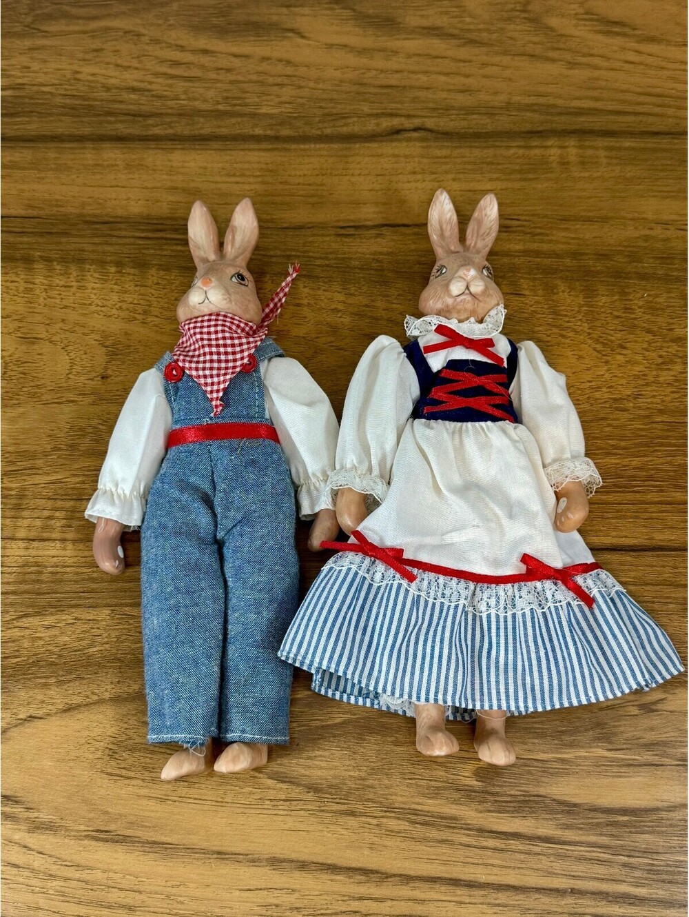 Vintage Handmade Bunny Rabbit Dolls – Ceramic/Bisque Heads, Hands & Feet Pair